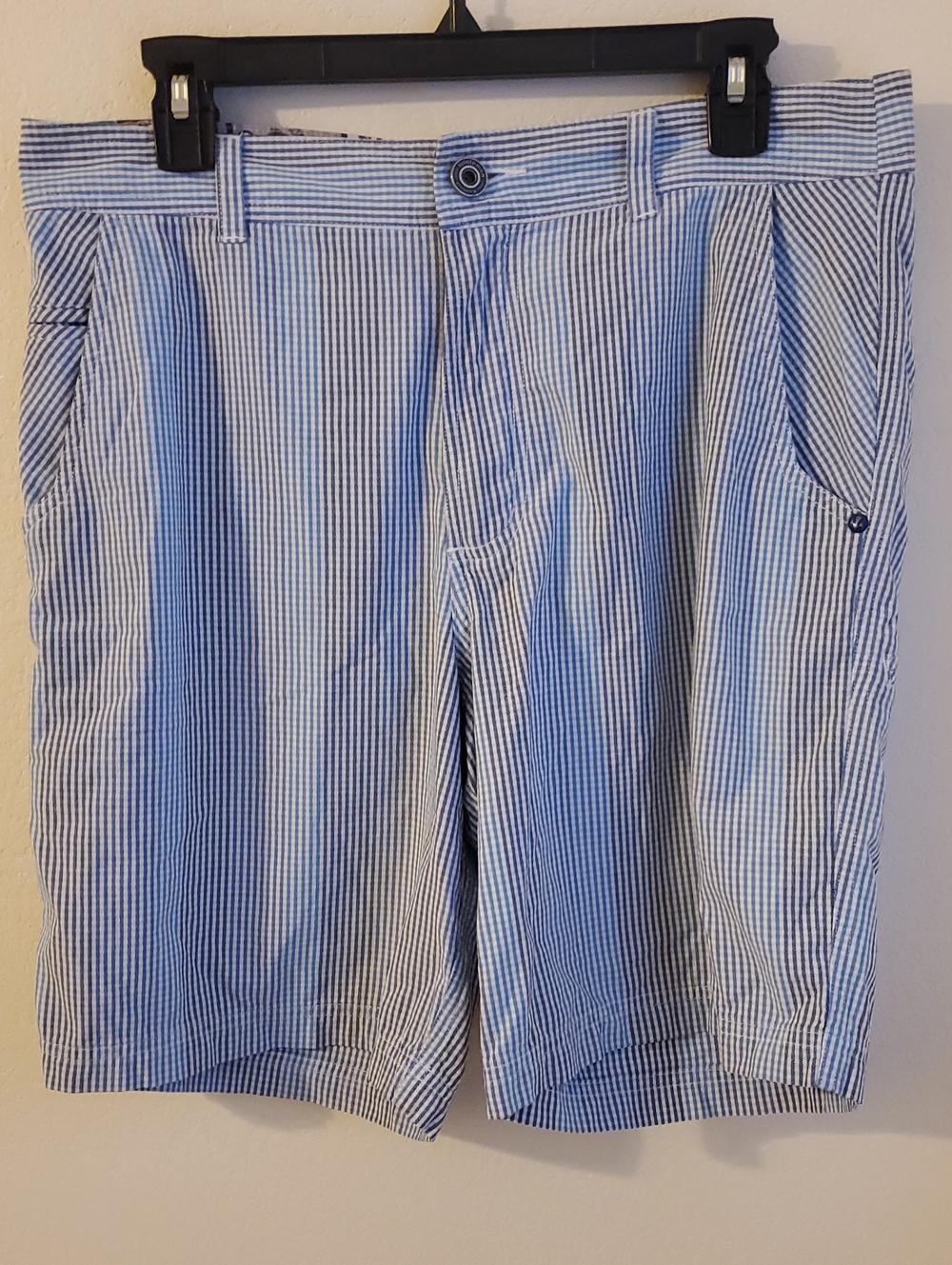 Lululemon Kahuna Shorts Blue White Stripes Plaid Chino Casual Sz 34